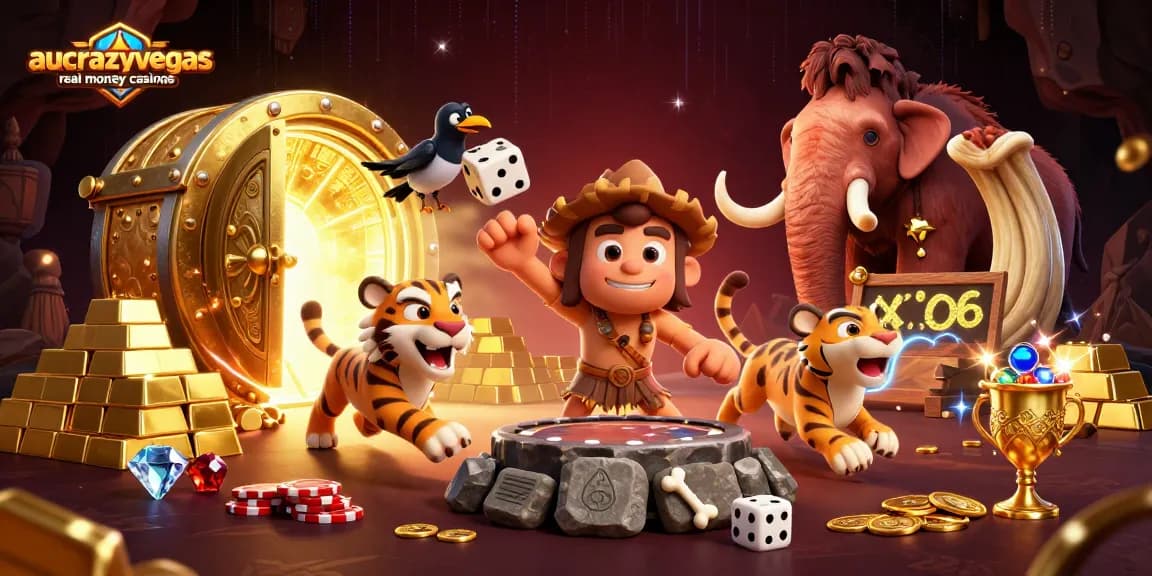 Experience the excitement at aucrazyvegas real money casinos with vibrant gaming elements and action-packed characters.