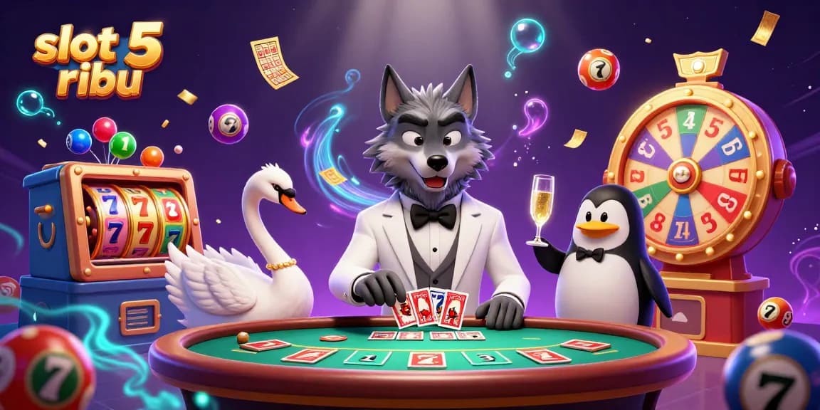 Experience vibrant gaming action with slot 5 ribu featuring lively characters at a casino scene.
