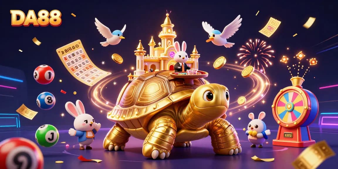 Experience thrilling gameplay with the DA88 golden tortoise casino scene featuring vibrant lottery elements.