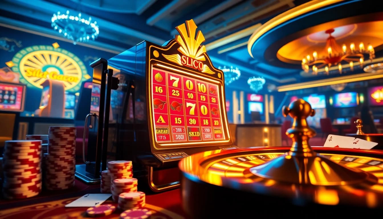 Experience the thrill of Slot Gacor with vibrant casino graphics and engaging gameplay elements.