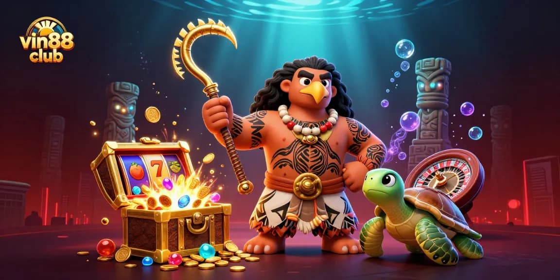 Engage in winning spins with vin88 club's vibrant 3D casino illustration featuring exhilarating slot elements.