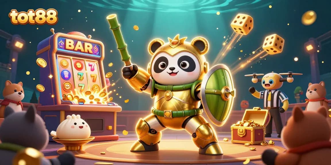 tot88 showcases thrilling jackpot action amidst a vibrant casino scene with animated characters.