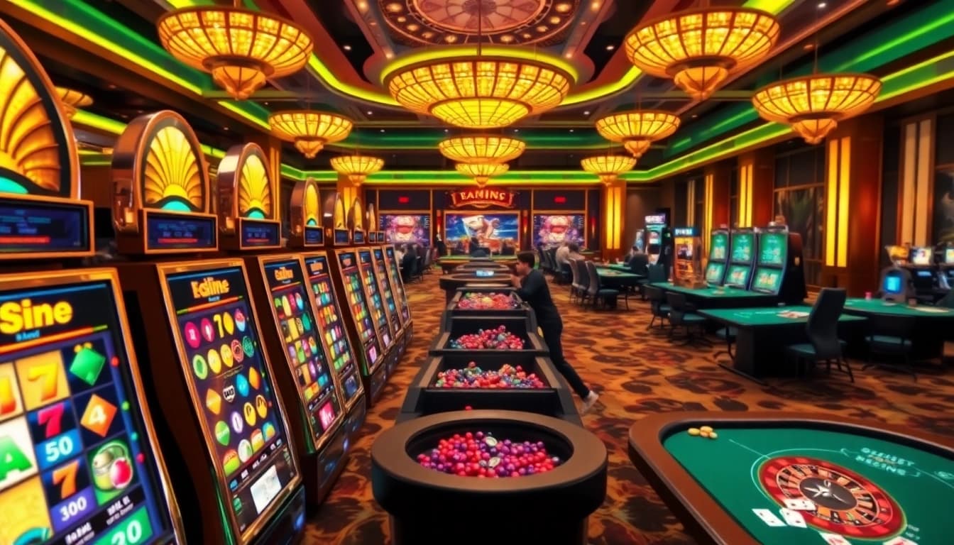 Engaging gameplay at Slot Online with vibrant slot machines and casino tables.