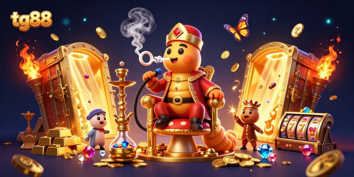 Experience thrilling gameplay at tg88 with a vibrant 3D casino scene packed with treasures and adventure.