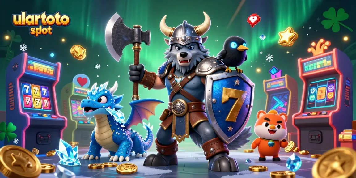 Bermain ulartoto slot dengan karakter 3D, makhluk fantastis, dan simbol keberuntungan mengelilingi mereka.