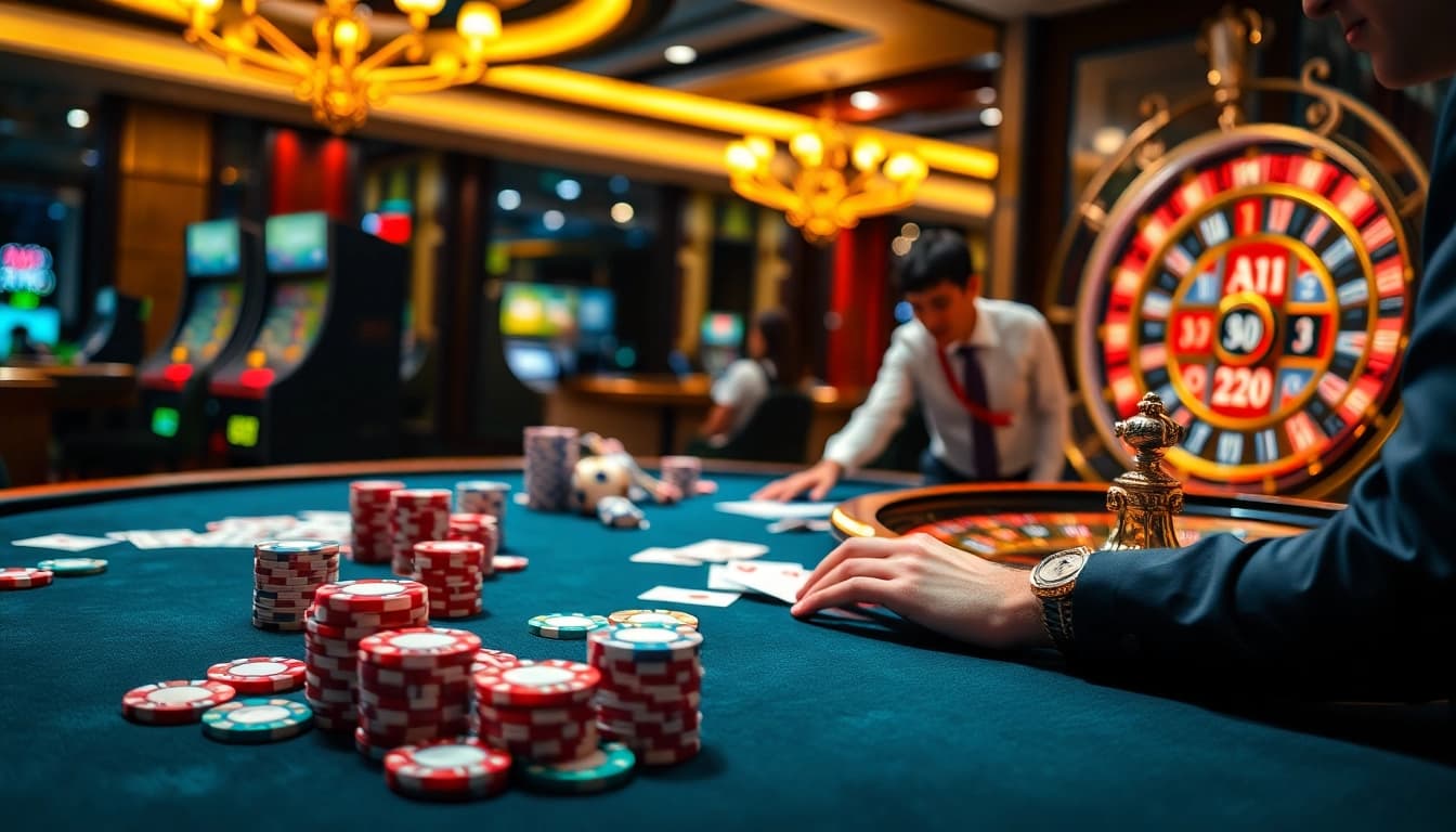 Experience the thrill of winning at 88nn with vibrant casino tables and excited players.