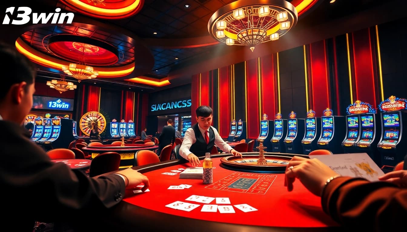 Experience thrilling games at 13win with vibrant casino tables and enchanting slot machines.