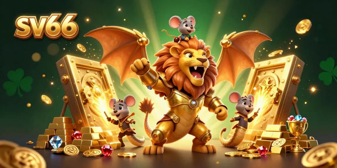 Experience thrilling gameplay with sv66, where a golden chimera and mouse jockey dominate a vibrant casino scene.