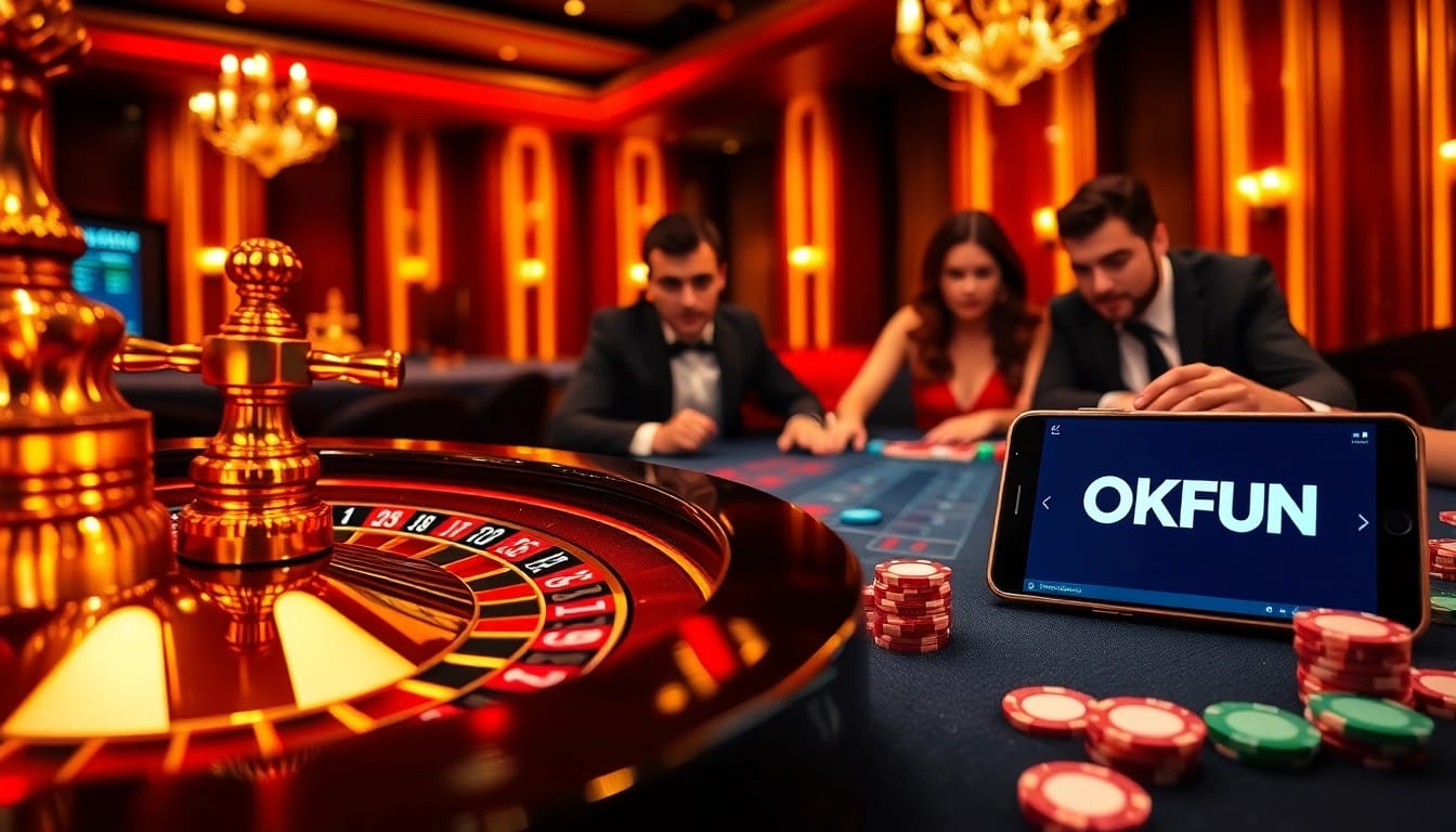 Experience thrilling moments at OKFUN casino with players enjoying an exciting roulette game.
