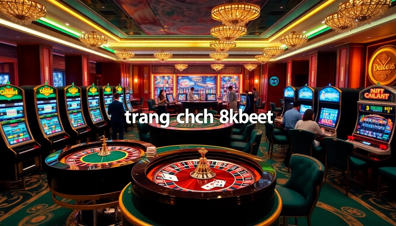 Experience the vibrant excitement at trang chủ 8kbet with luxury casino tables and bright slot machines.