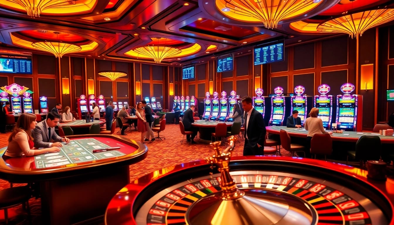 Experience the thrill of gaming on the trang chủ 8kbet casino floor with vibrant slot machines and poker tables.