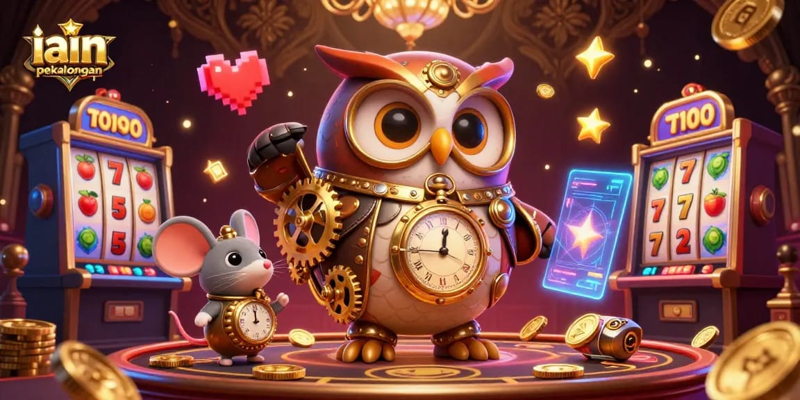 Spin slot machines with vibrant colors showcasing iain pekalongan in a lively casino setting.