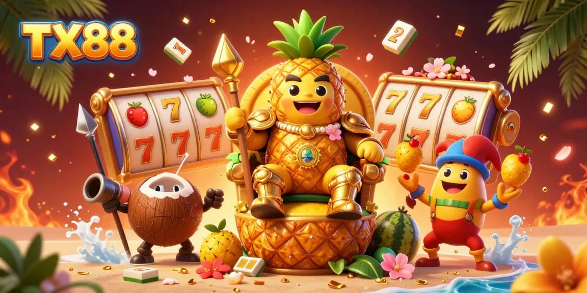 Experience the thrill of TX88 with vibrant casino elements in a stunning 3D illustration.