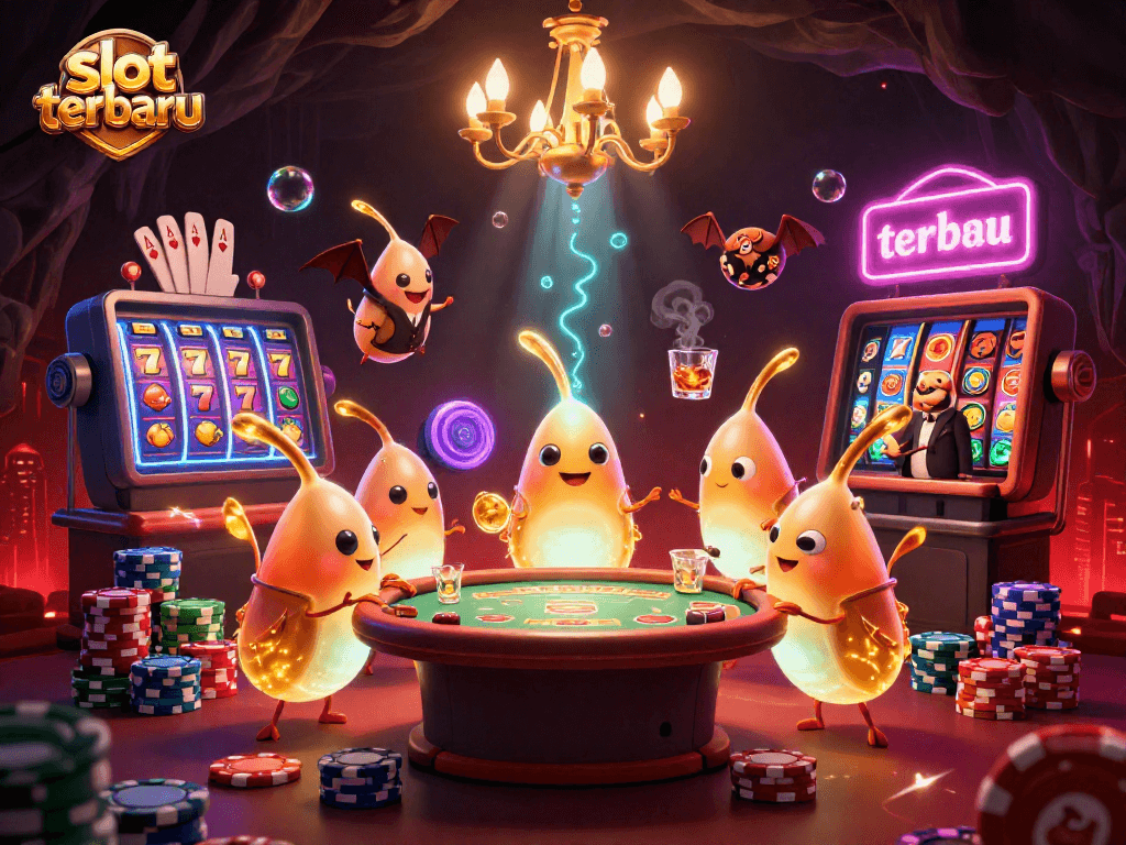 Experience the thrill of slot terbaru with an immersive casino illustration showcasing vibrant characters and dynamic elements.