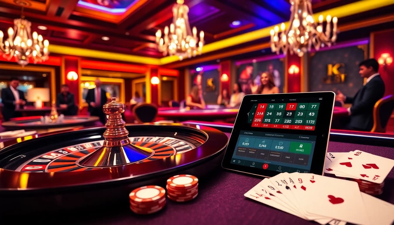 Engage with thrilling roulette action at https://ok365t.fit/ showcasing vibrant poker chips and an exciting casino atmosphere.