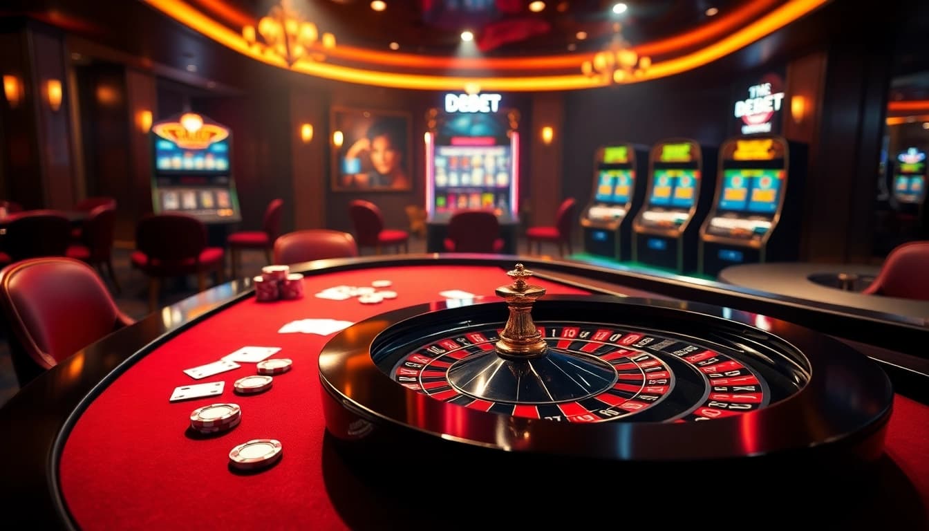 Experience the thrill of betting at Nhà Cái DEBET with luxurious casino visuals.