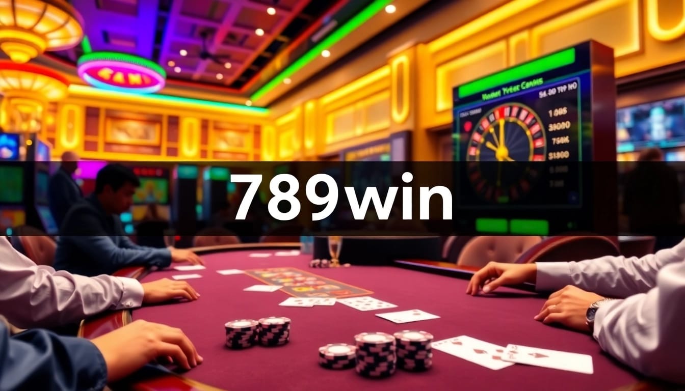 Experience the excitement of gambling at 789win with a vibrant poker table and casino atmosphere.