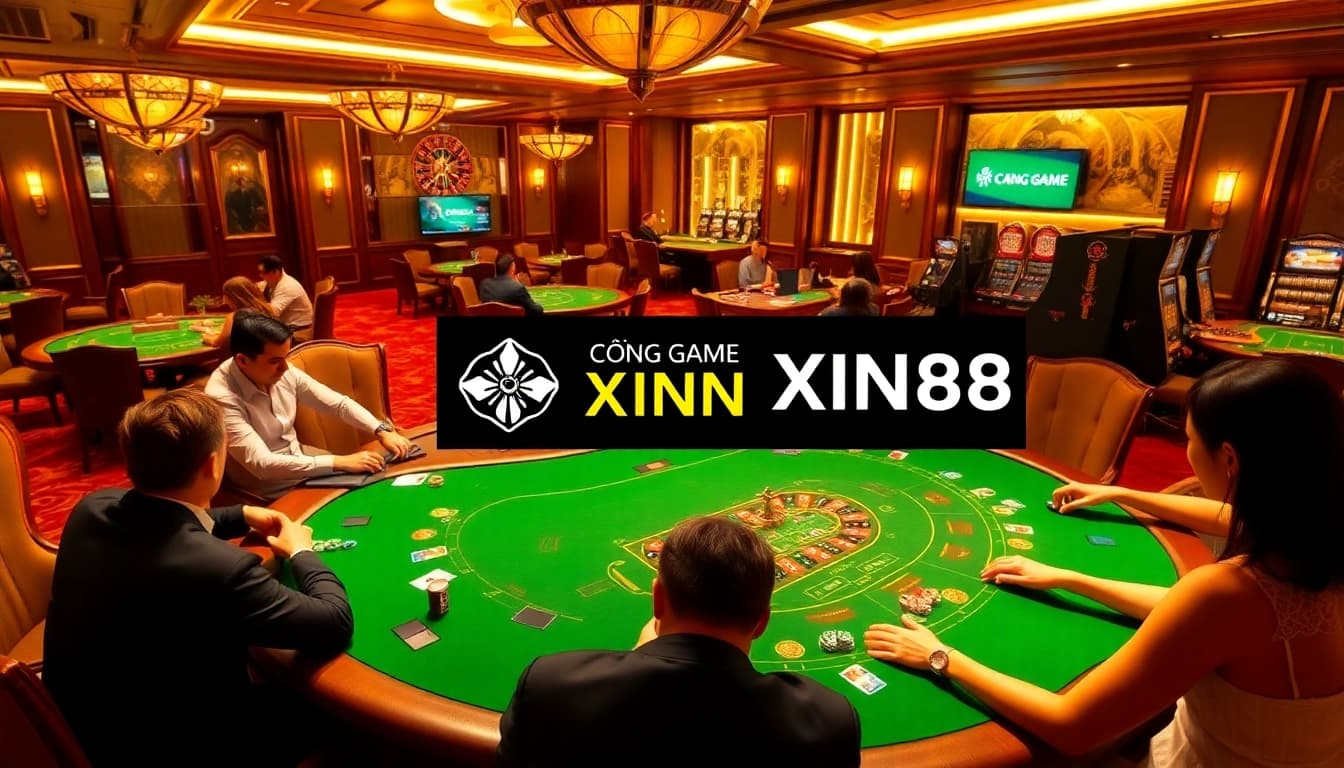 Experience excitement at Cổng Game XIN88 with vibrant casino tables and enthusiastic players.