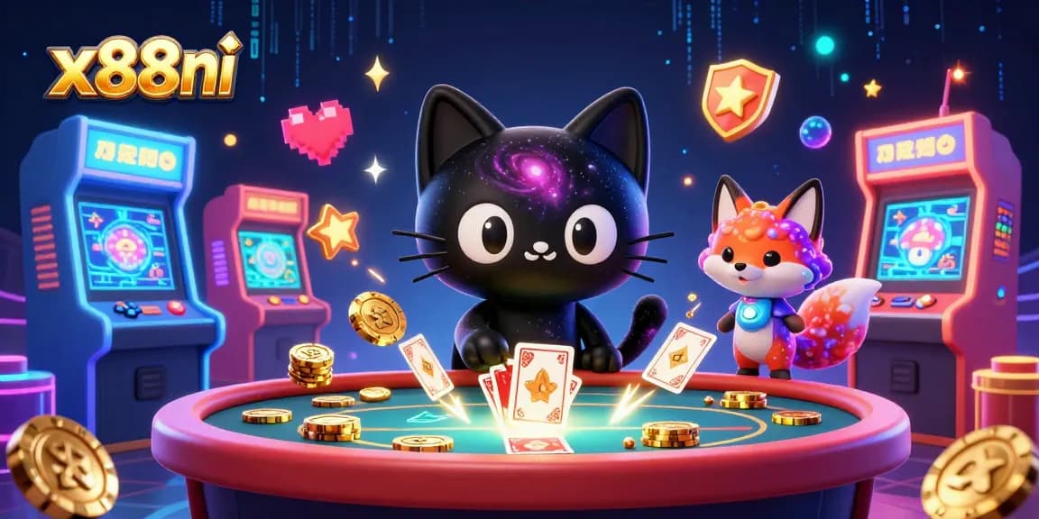 Experience the excitement of x88ni with a cosmic casino adventure featuring 3D characters and gaming elements.