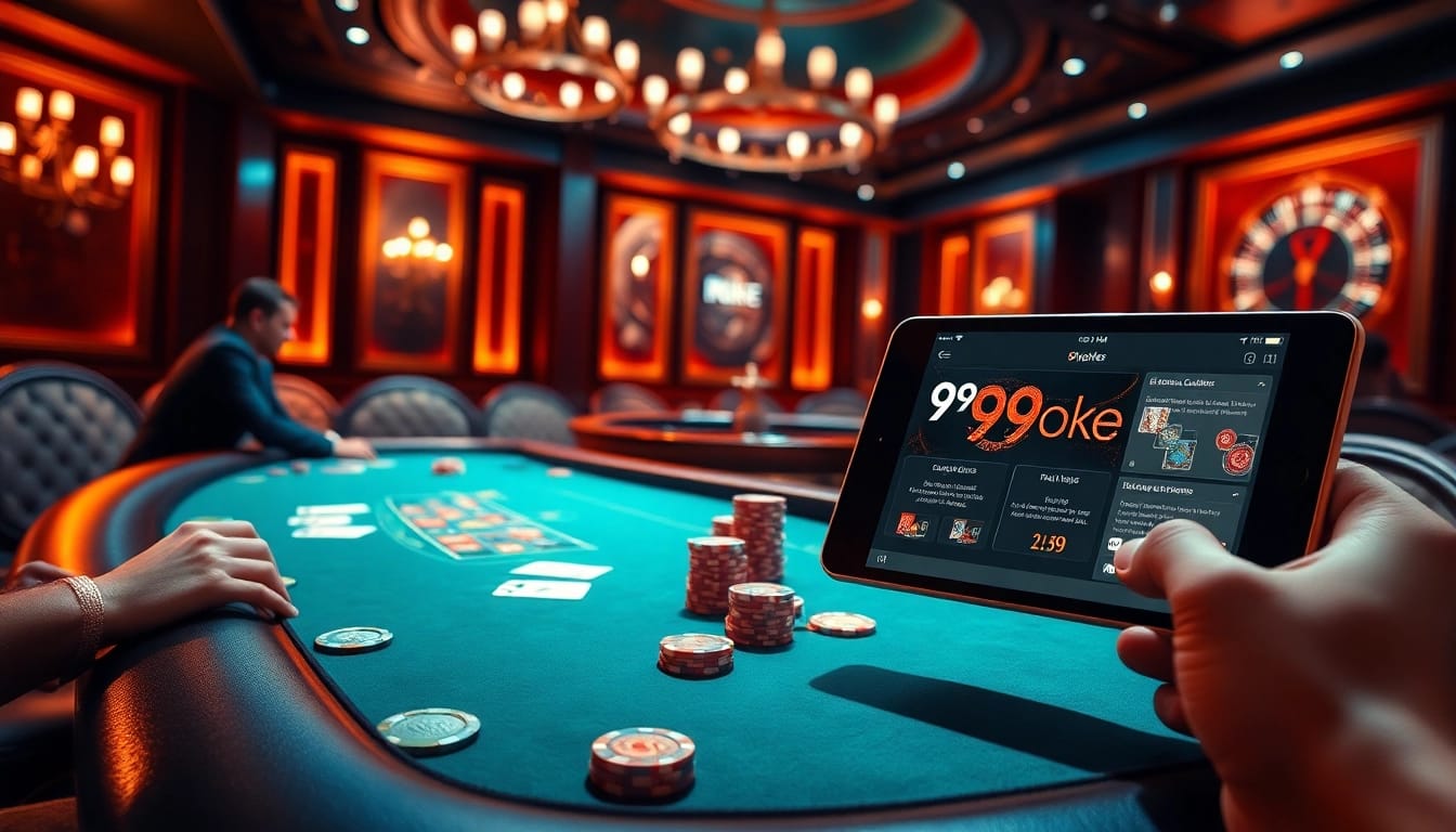 Experience exciting poker action at 99oke casino, showcasing intense gameplay and luxurious betting environments.