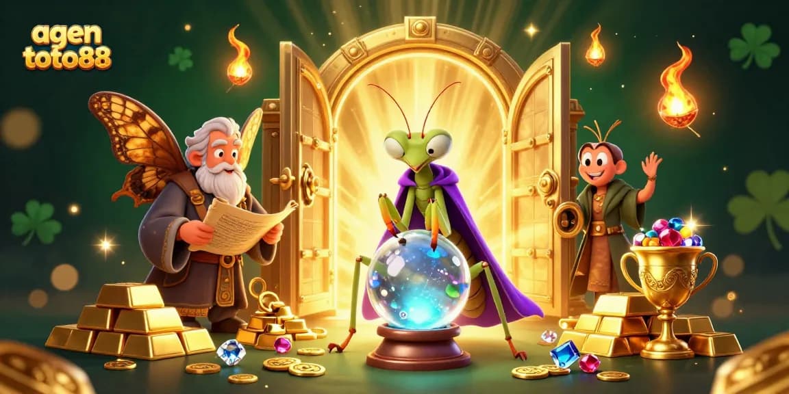 Engage in winning strategies at agen toto88 with a magical scene featuring fortune teller and treasures.