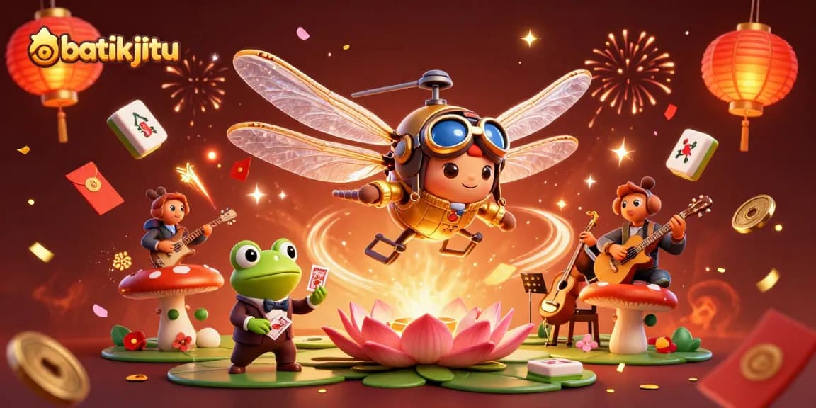 Mengakses batikjitu, kasino online terbaik dengan croupier dan musik jazzy dalam ilustrasi 3D.