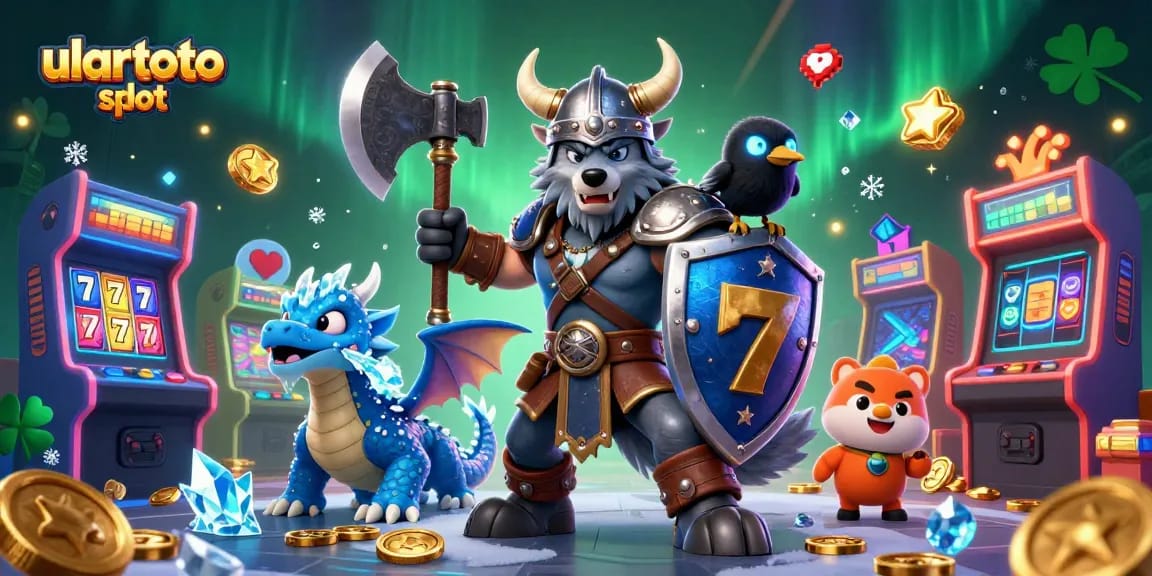 Bermain ulartoto slot dengan karakter 3D, makhluk fantastis, dan simbol keberuntungan mengelilingi mereka.
