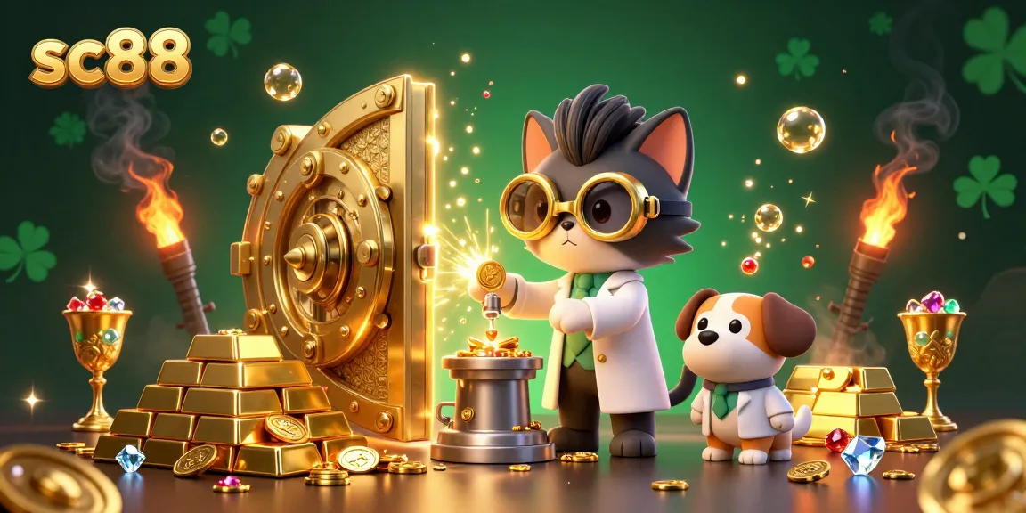 Experience the thrill of sc88 gaming with vibrant treasures and characters in a 3D cartoon scene.