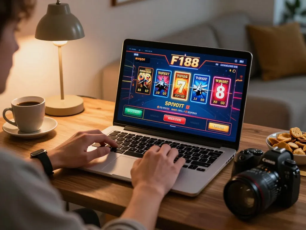Player enjoying an online casino experience at F168, displaying dynamic gaming action with vibrant graphics.