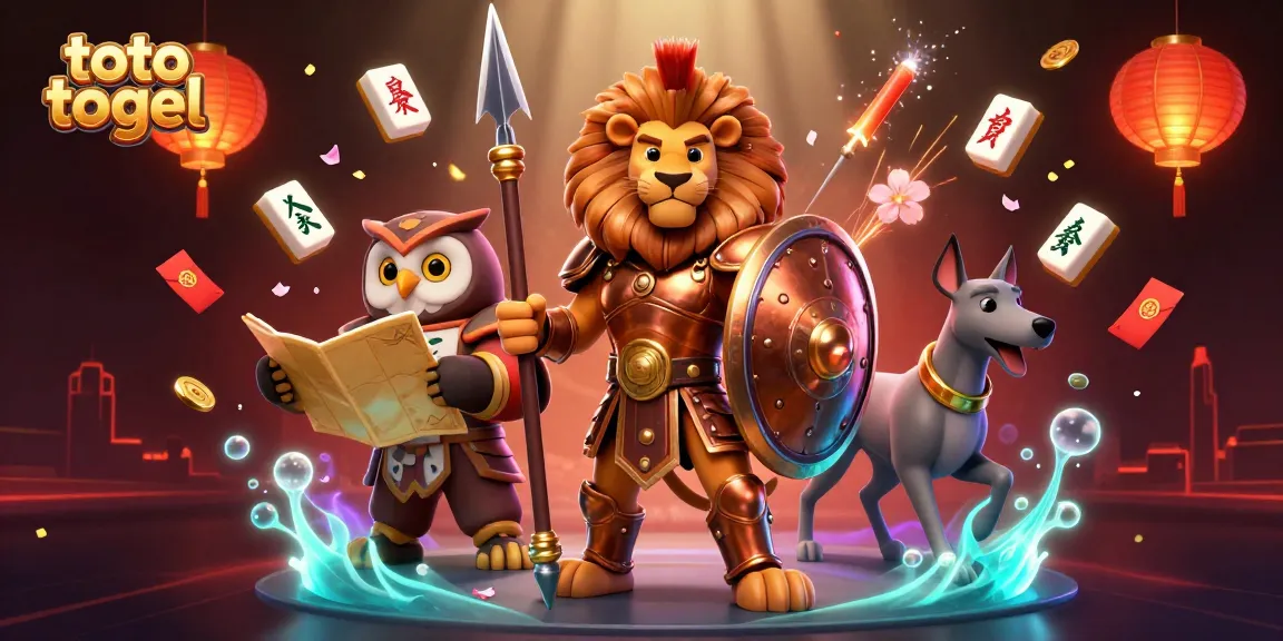 Experience thrilling toto togel action with a vibrant, dynamic illustration featuring courageous characters and colorful casino elements.