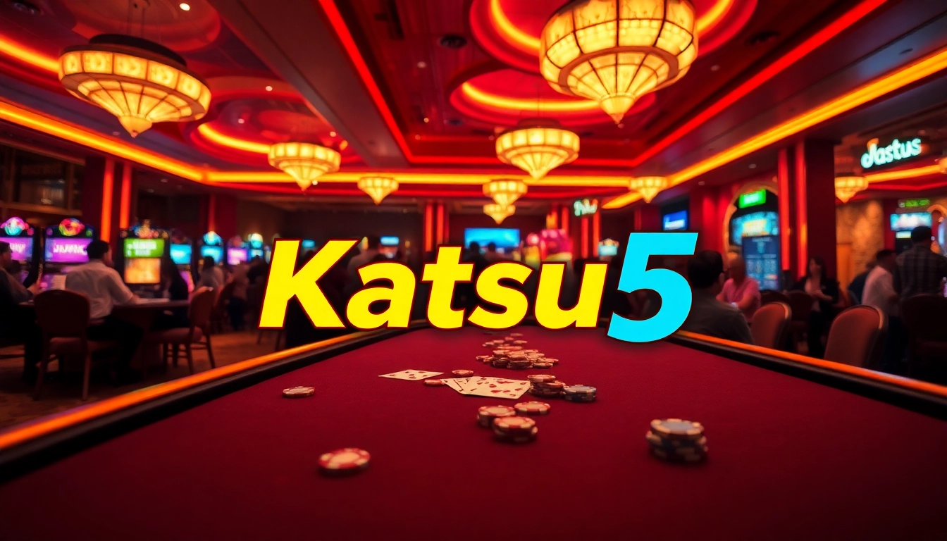 Menangkan permainan kasino dengan Katsu5 di meja poker yang mewah dan energik.