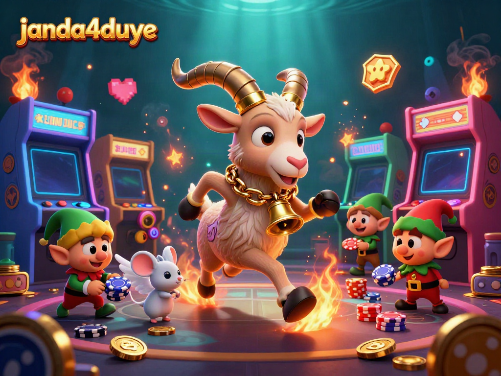 Permainan menarik di janda4duye menampilkan suasana kasino dengan karakter unik dan mesin game memukau.