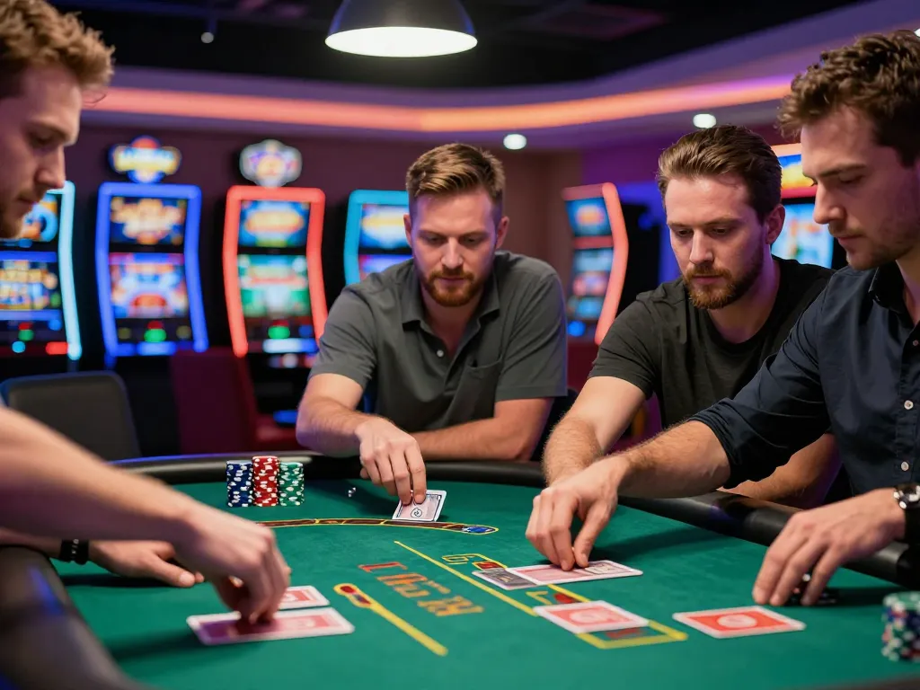 Players strategizing their bets at a blackjack table in casino go8, enhancing the gaming experience.