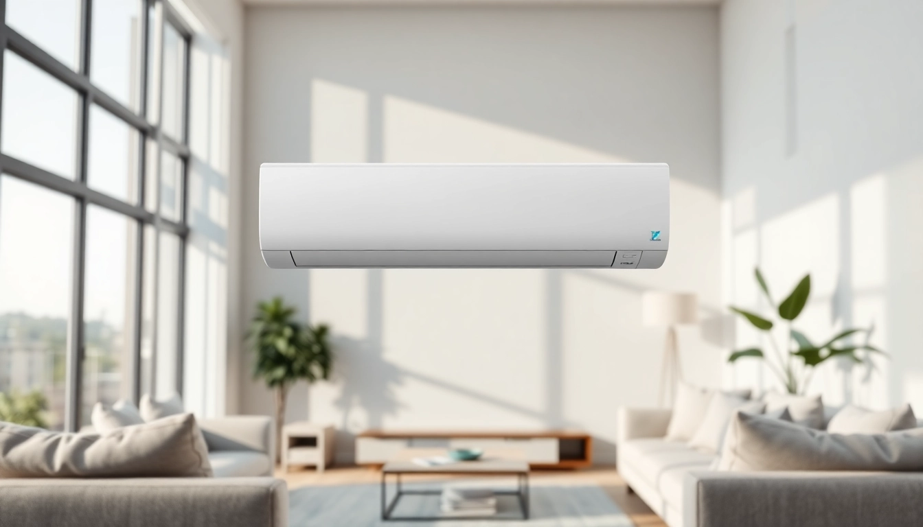 Showcasing a Daikin mini split AC unit in a modern, well-designed living room.