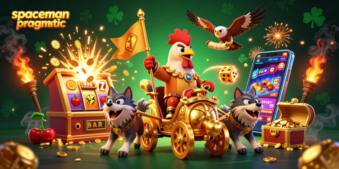 Play spaceman pragmatic with exciting features in a vibrant casino-themed 3D illustration.