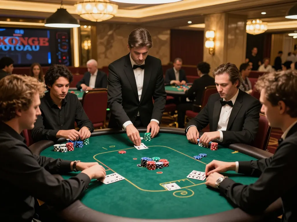 KONG 88 poker game in action with focused players and vibrant chips on the table.