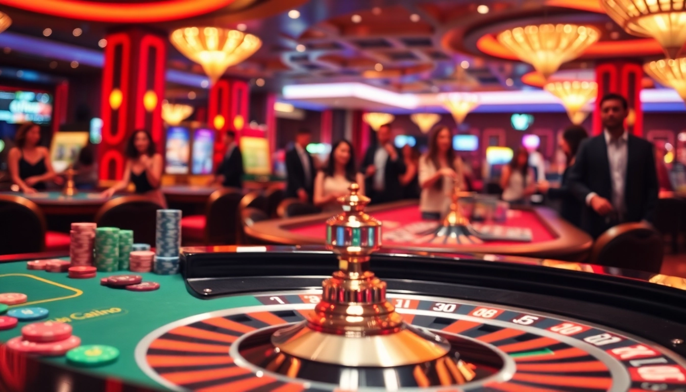 Experience the excitement of citinow sg with a vibrant casino scene featuring a roulette table.