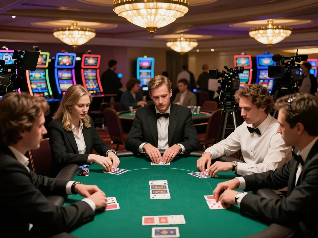 Exciting poker gameplay at CM88 casino, showcasing players' intense focus and luxury ambiance.