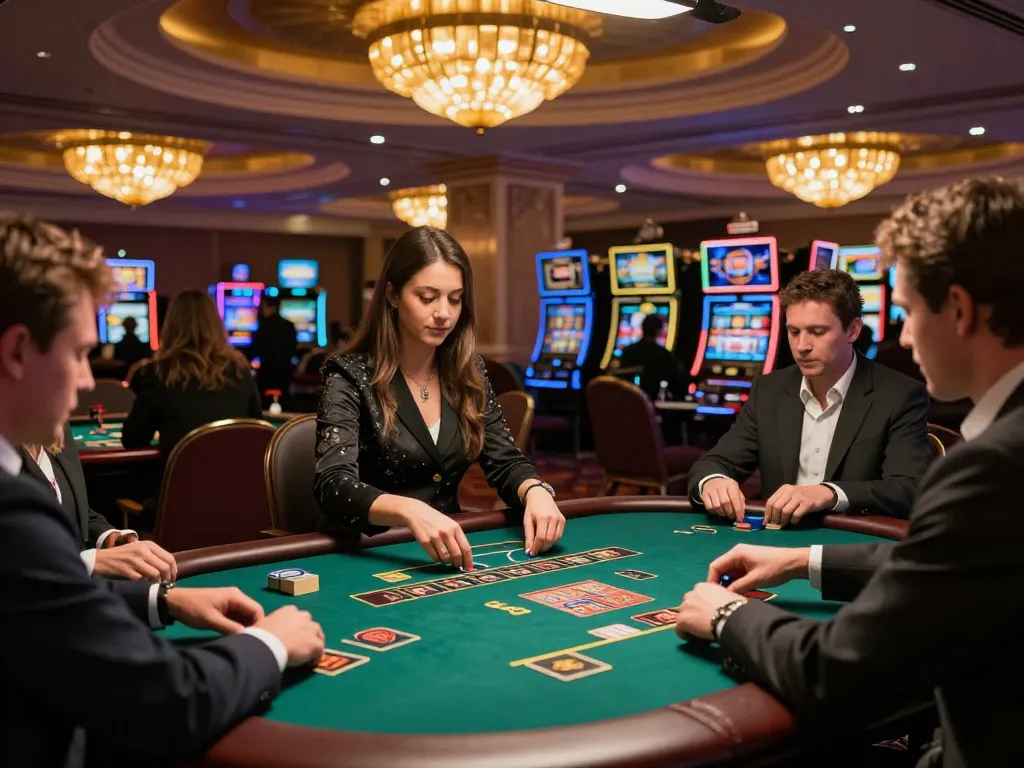Experience RTP Live action with engaged players at upscale casino tables, showcasing strategic gaming.