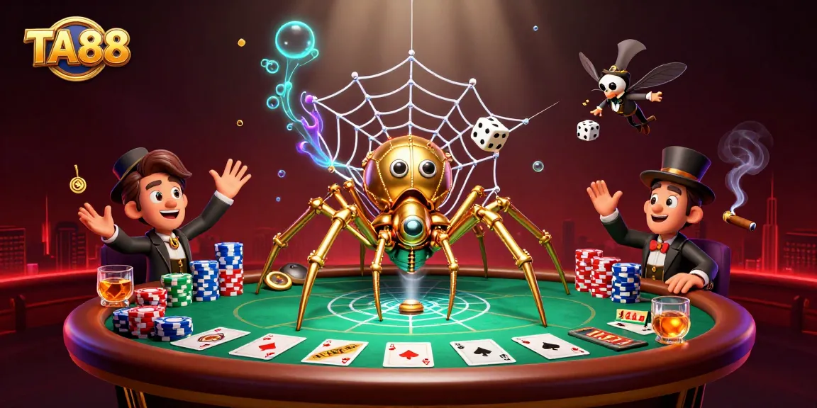 Engage in thrilling gameplay at TA88 with a vibrant steampunk casino scene capturing the excitement of cards and gambling.