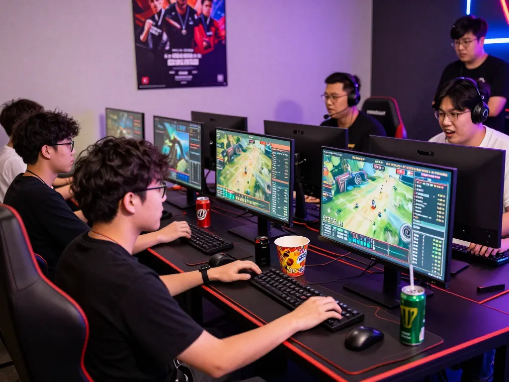 Explore the electrifying world of esports betting in Singapore at https://gglbetsg.org/gglbet-sg/singapore-esports-betting-guide/ with young gamers engaging in live betting.