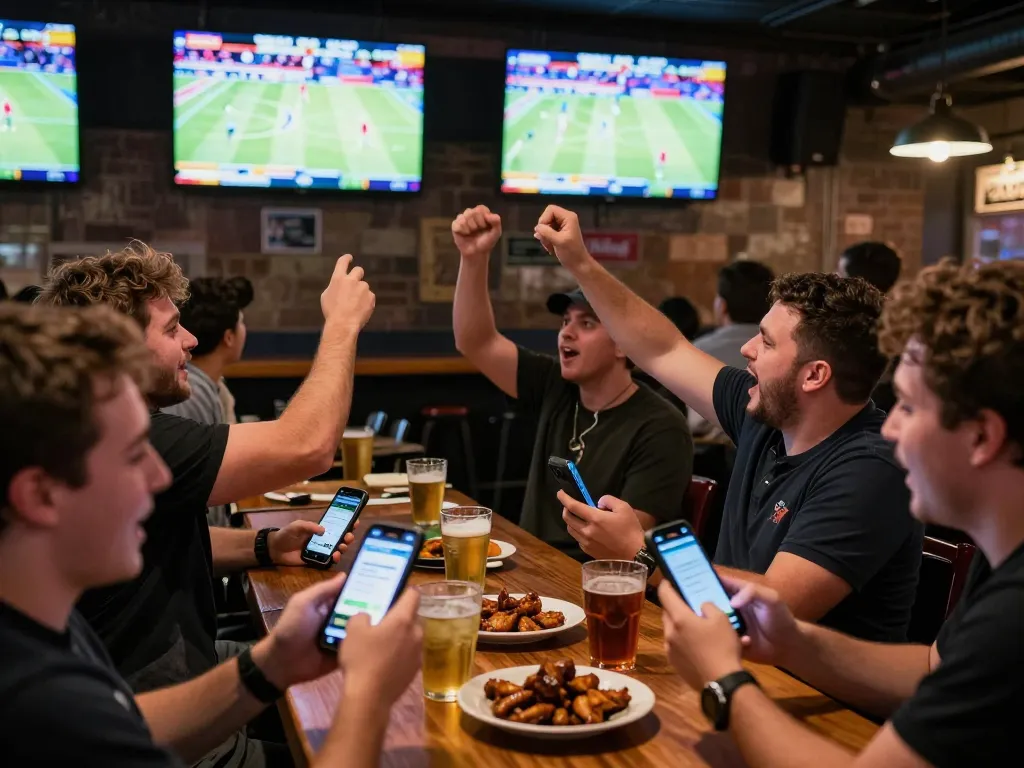 Experience the thrill of sports betting at xocdiaclub with excited fans and live game screens.