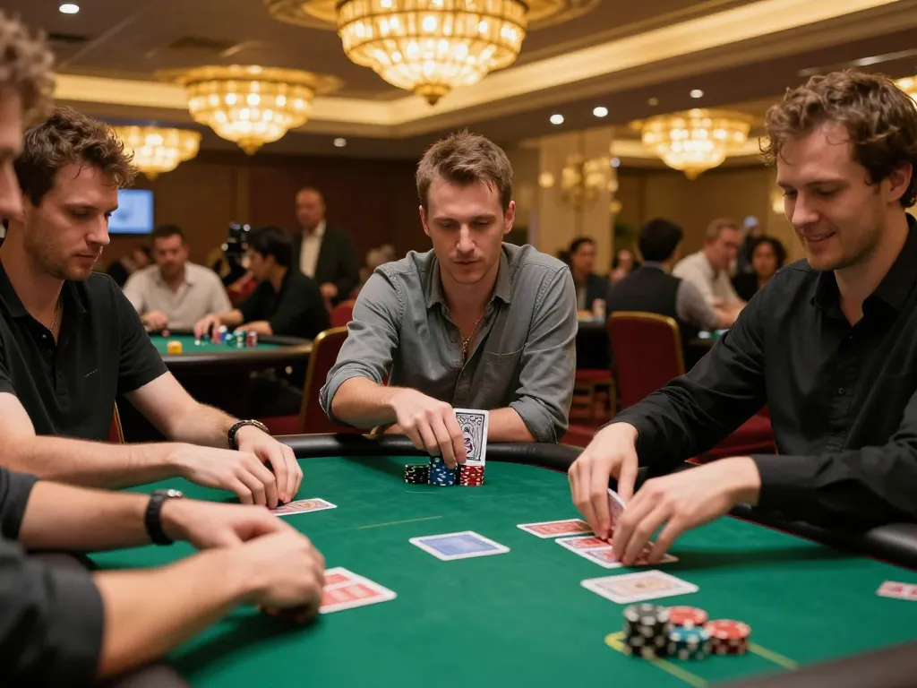 Players strategize over cards in a heated poker game at TR88 online casino.