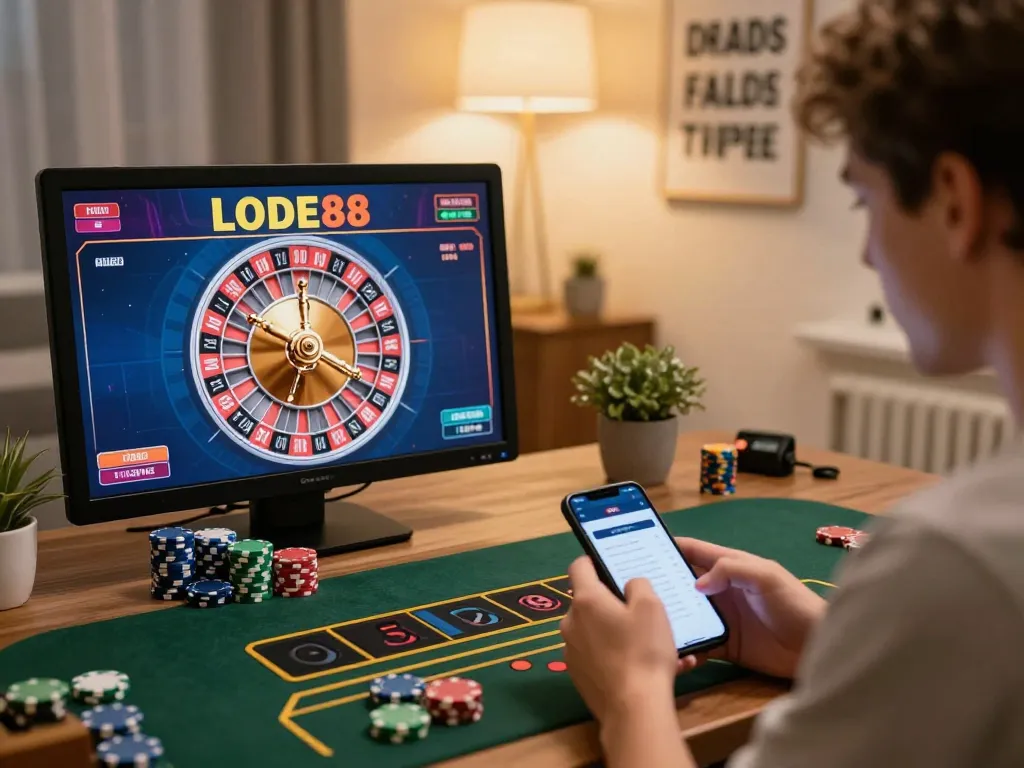 Engaging gameplay on LODE88 as the player bets on a live dealer roulette game, capturing the excitement of online gambling.