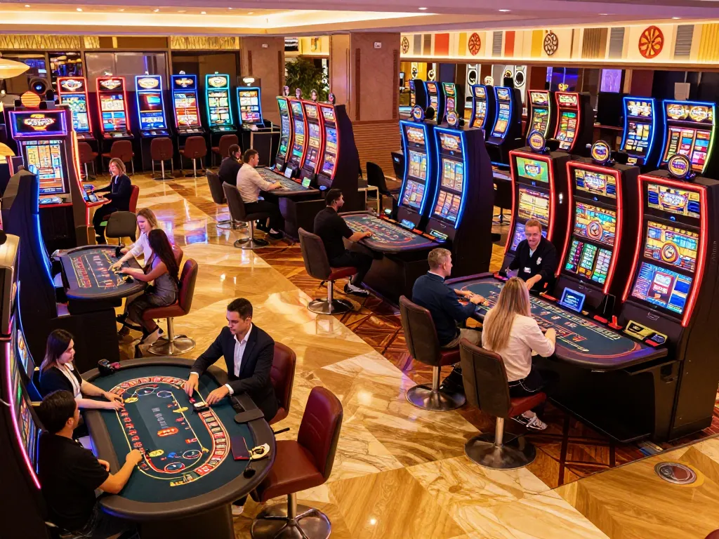 Players enjoying a thrilling gaming experience at Betwin4d casino, vibrant atmosphere filled with excitement and engagement.