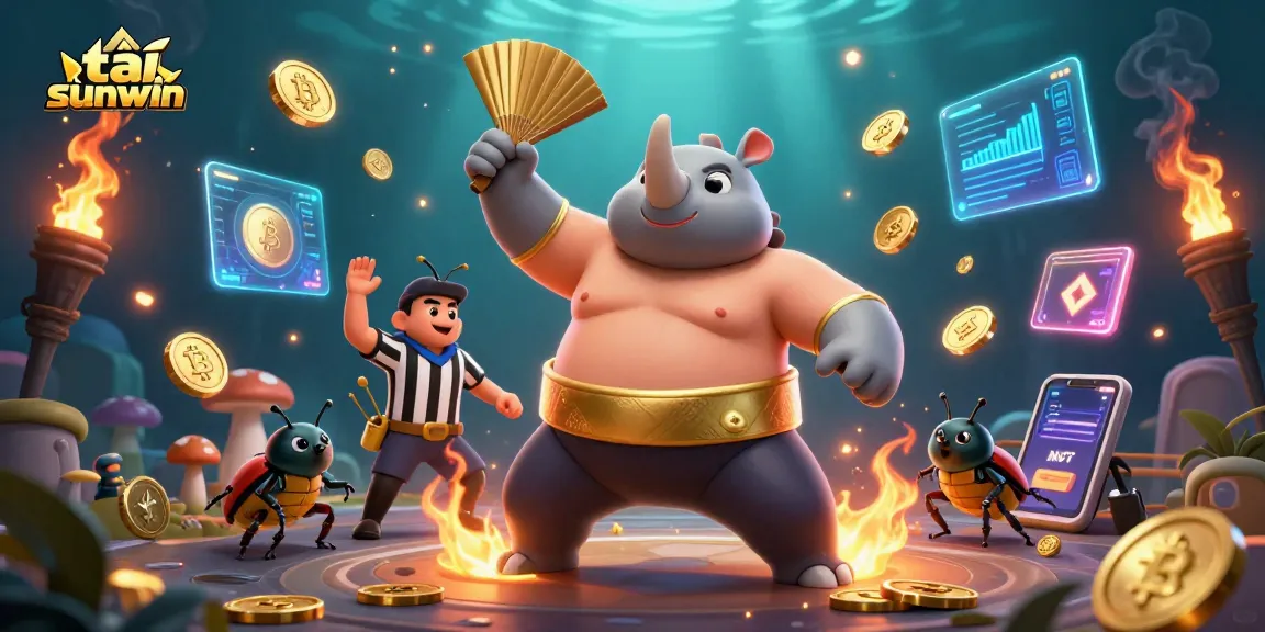 Experience thrills of tải sunwin with this vibrant 3D-rendered casino scene filled with lively characters and crypto elements.