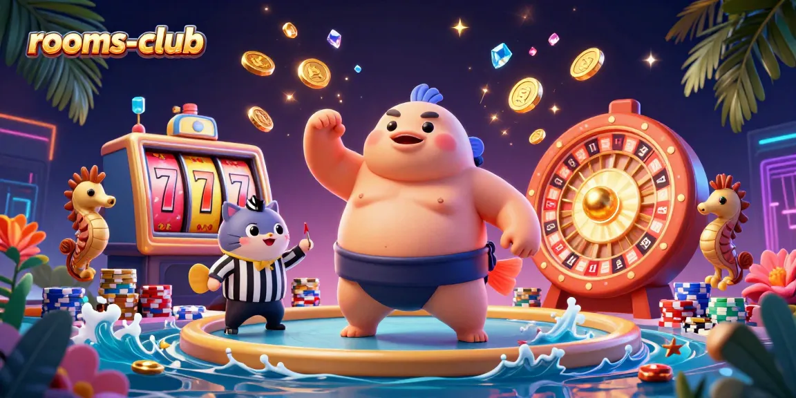 Fugu jarambah tinggi di arena bawah air, berjudi di rooms-club sambil dikelilingi oleh koin emas dan chip warna-warni.