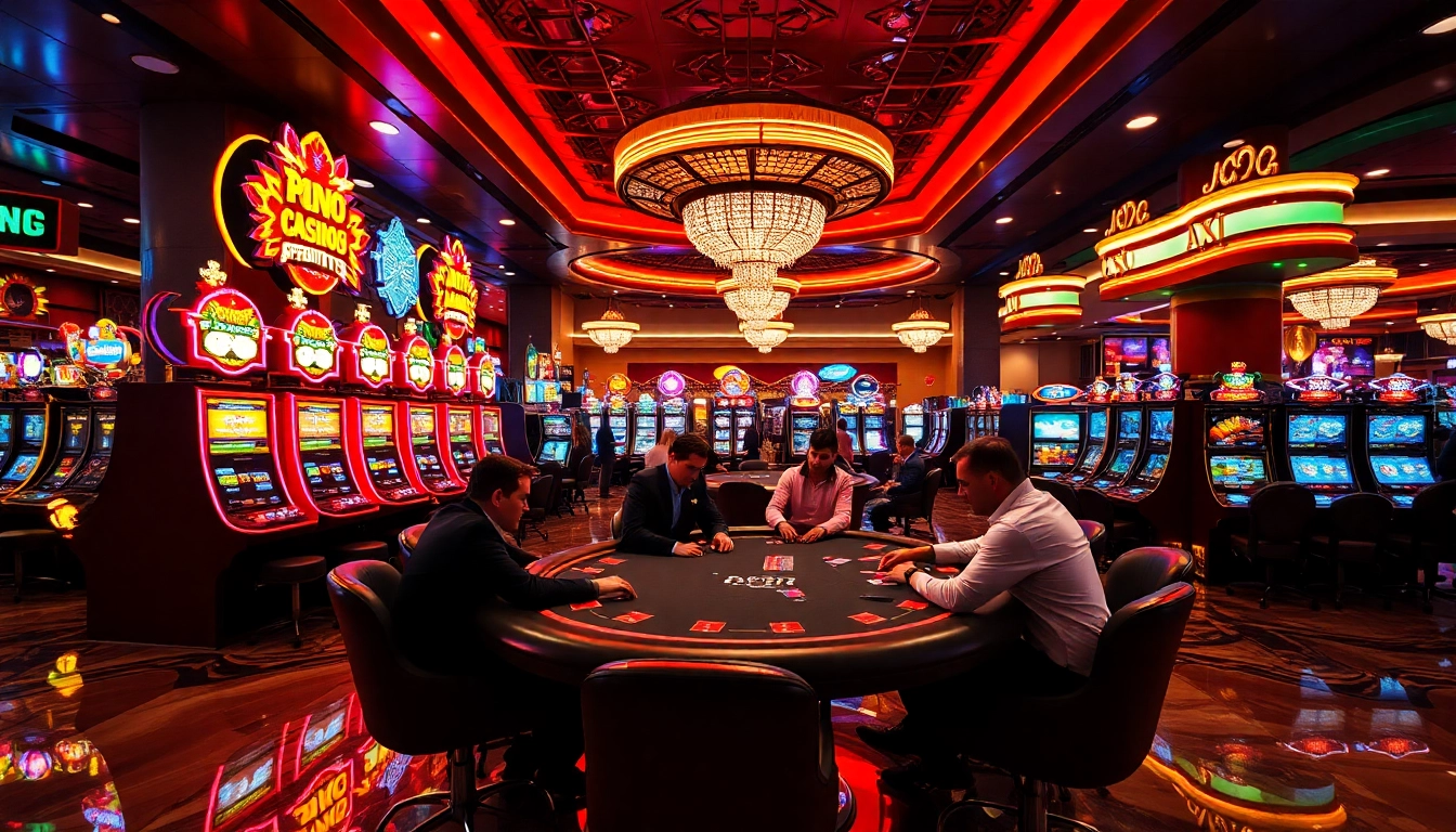 Experience the thrill of AT99娛樂城 with vibrant slot machines and luxurious poker tables.