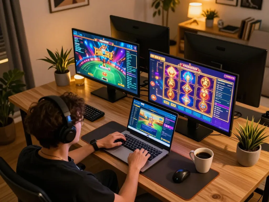 Player enjoying a thrilling gaming experience on the 789CLUB app in a cozy setting