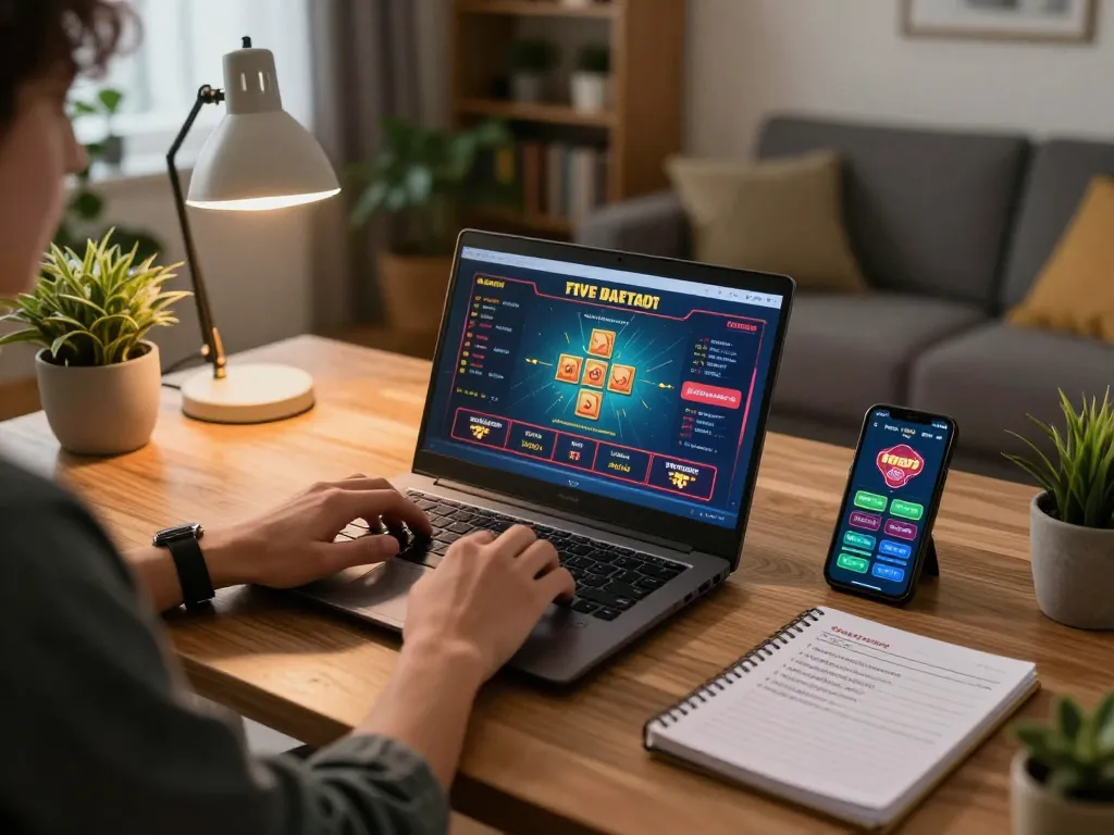 A person enjoying online casino games at https://c168marketing.com/ on a laptop in a cozy home setting.